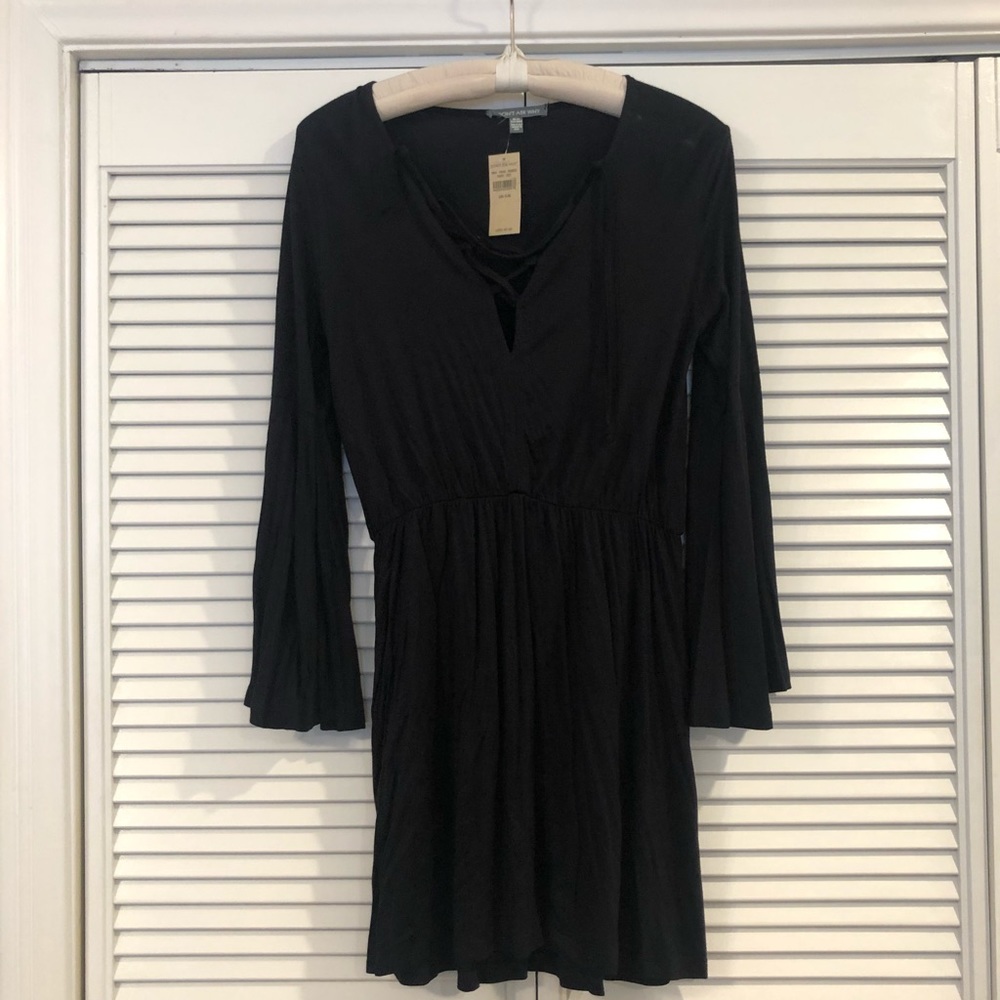American Eagle NWT Black knit dress size one size lace front with bell sleeve
